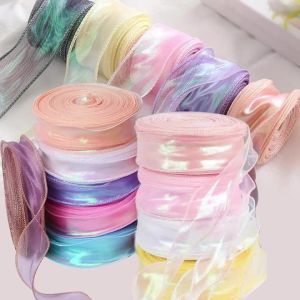 Ruộng Lụa Organza Óng Ánh 50 Thước Rộng 1.57 Inch Chất Liệu Polyester Có Dây Dùng Trang Trí Giáng Sinh Đám Cưới Hoa Bó Gói Quà