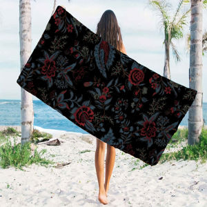 dark red blue floral Beach Towels Ultra Lightweight Quick Drying Super Absorbent Summer Essential Fast-Drying Towel for Beach
