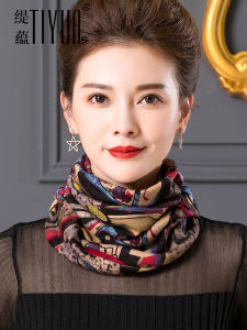 Womens Woolen Scarf Double-sided Print Knitted Neck Warmer Fashionable Turtleneck Winter Accessories Versatile Fake Collar