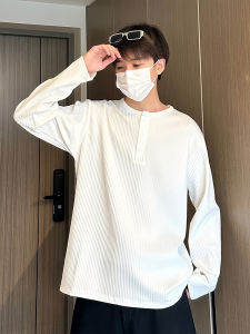 Áo Thun Nam Dài Tay Cổ Henry American Heavyweight Cleanfit Áo Thun Thường Ngày Mùa Xuân Thu Thường Ngày