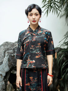 Classic Reformed Chinese Cheongsam Top Short Sleeve Womens Summer Fashion Slimming Hanfu Style Versatile Traditional Costume