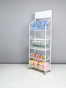 Movable Perforated Storage Rack - Multi-layer Home Organizer for Books Toys Snacks Drinks Display (Wire Shelf)