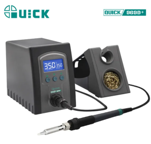 Smart 70W Soldering Station Quick 969D+ with LCD Display & Temperature Lock Fast Heat Ceramic Heater for PCB Repair and Hobby & Pro Use
