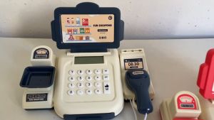 Supermarket Cash Register Toy with Scanner Kids Pretend Play Store Checkout Counter Toy for Kid Children Gifts Interactive Game