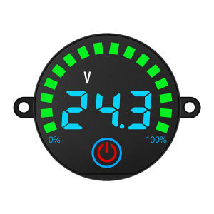GAQQEE | DC7-55V Round LED Voltage Battery Capacity Indicator with Power-off Memory Flash Alarm Digital Power Board Battery Monitor
