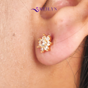 MEILYN Anting Tusuk Wanita Motif Bunga Kasual Lapis Emas 0251210160