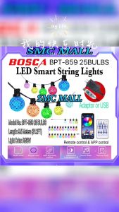 BOSCA High Quality 25 Bulbs 9.5M LED Smart Multi Color Crystal Ball String Lights Christmas Lights Remote APP Control
