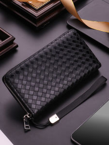 กระเป๋าสตางค์หนัง PU ขนาดเล็ก ทรงยาว สำหรับผู้ชาย 2025 กระเป๋าถือแบบมีซิปปิด ทรงเรขาคณิต กระเป๋าใส่เงินสำหรับธุรกิจ