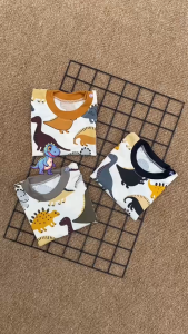 Nanaku Baby - Setelan Lengan Pendek Celana Panjang Anak usia 3-12 Bulan Dengan jahitan diapers Motif Dino Stegosaurus Bayi laki-laki Perempuan