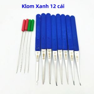 Bộ Dụng Cụ Tháo Khóa 12 Món Klom Blue & Huk Black Metal Dành Cho Việc Tháo Khóa Bị Gãy Bộ Dụng Cụ Tháo Khóa Phần Cứng
