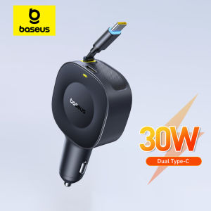 BASEUS | Baseus 30W Car Charger Type-C Fast Retractable Cable USB-C Quick Charging 360° Rotation For iPhone Samsung Xiaomi In Car