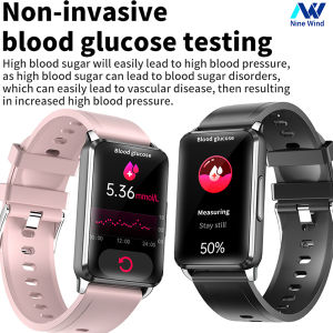 NineWind EP02 Health Smart Watch  ECG non-invasive blood glucose temperature heart rate blood oxygen blood pressure monitoring Sports Bracelet 1.57 Inch HD Color Screen Bluetooth 5.1 Bracelet