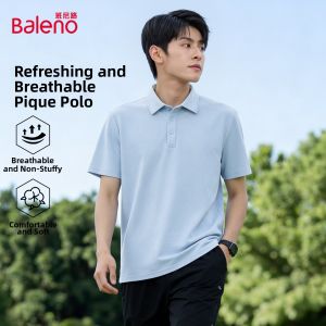 BALENO | Mens Loose Turn-Down Collar Summer Business Casual White Polo Shirt