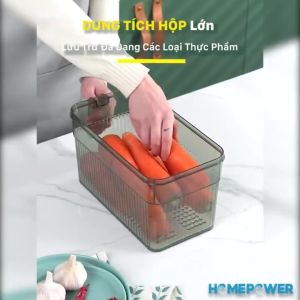Hộp đựng thực phẩm tủ lạnh hộp nhựa DUNG TÍCH 3L đựng đồ ăn hộp đựng có nắp tách nước có tay cầm tiện lợi