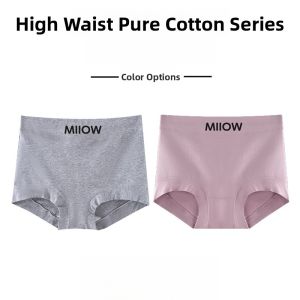 MiiOW | Pure Cotton High Waist Womens Briefs Anti-Bacterial Seamless Underwear Youth Fit Summer Shorts Cat Person MiiOW 2025 New Style