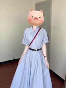 Y6Y | Blue Striped Shirt Dress Womens Summer 2025 New French Style Elegant Waist-Cut Long Dress Sweet A-Line Skirt Short Sleeve