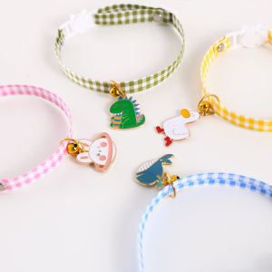 [Ready Stock]Pet supplies cat dog safety collar Plaid cartoon dinosaur duck rabbit whale pendant accessories necklace