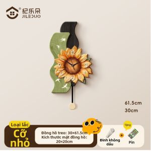 JILEDUO | Đồng Hồ Tường Hình Hướng Dương Không Khoan
