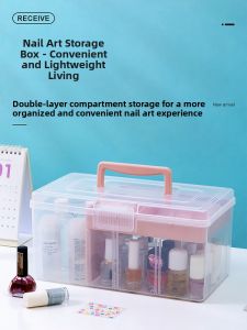 Large Capacity Nail Salon Cosmetic Jewelry Organizer Box Rectangular Desktop Storage Container Dustproof Waterproof Stackable PP