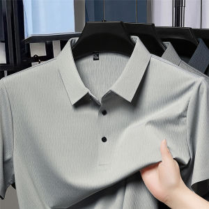 Ice Silk Short Sleeve Polo Shirt Mens Casual Fashion Urban Style Turn-down Collar Half Sleeve T-shirt for Daily Wear Summer