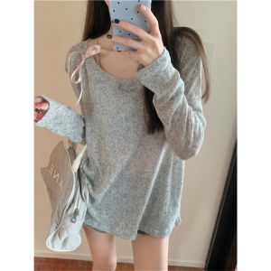 Sofiborg Long Sleeve T-Shirt Womens Summer Lazy Style Sun Protection Cover up Top Butterfly Knot See through Korean Loose Fit