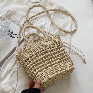Cherry Straw Bag Female Ins Cute Seaside Vacation Beach Bag Crossbody Fresh One-Shoulder Knitted Small Bag Summer