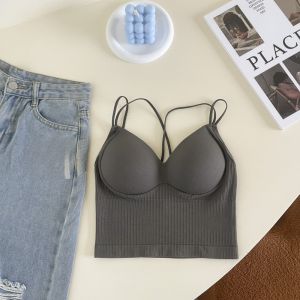 เสื้อชั้นในแบบเกาะอกเซ็กซี่สำหรับผู้หญิง ทรงเกาะอก แขนกุด ดีไซน์หลังสวย ใส่ลำลองในฤดูร้อน สไตล์หวานๆ สำหรับวัย 25-29 ปี