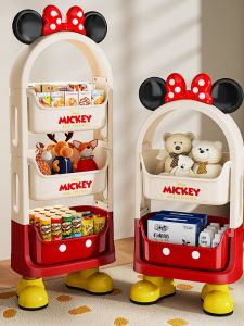 ชั้นวางของรถเข็นขนม Mickey Mouse ขนาดใหญ่ 3 ชั้น ชั้นวางของแบบตั้งได้ ชั้นวางของสำหรับห้องนั่งเล่น ชั้นวางของสำหรับจัดระเบียบของเล่น
