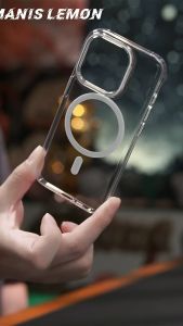 Manis Lemon Crystal Magnetic Case for iPhone 17 16 15 14 13 12 Pro Max Plus Air แม่เหล็ก ซองใส่โทรศัพท์ เคส สำหรับ ไอโฟน