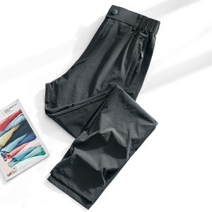 Outdoor Quick Dry Pants Mens Summer Thin Ice Silk Sports Loose Large Size Straight Leg Elastic Casual Long Trousers