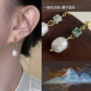 Elegant Fresh Chinese Style Freshwater Pearl Earrings Pair for Cheongsam Beautiful Ancient Court Style Zen Spirit Fashion Jewelry