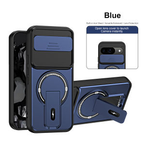 Ốp Điện Thoại Từ Tính Chắc Chắn Hai Lớp Lai Ghép Google Pixel 11 Pro XL 9 10 Pro 9A - Vỏ Chống Sốc TPU+PC Có Chân Đế