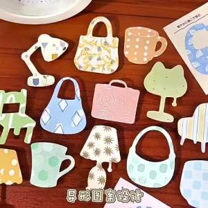 JCAC 30pcs/bag Kawaii Writable Sticker Book Leisure Diary Series Salt-Style Journal Background Decals Daily Note