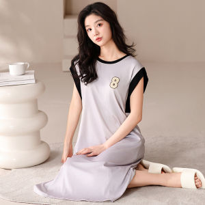 MiiOW | Váy ngủ không tay mùa hè Ice Silk đơn giản cho nữ Áo vest có đệm ngực Mùa hè 2025 Váy ngủ mặc ở nhà bằng vải polyester