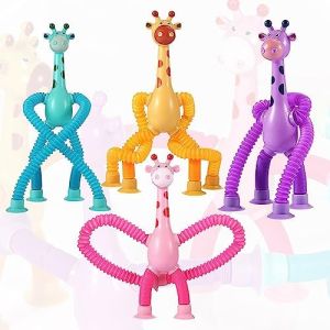 Telescopic Suction Cup Giraffe Toy: Sensory Fun for Toddlers & Kids
