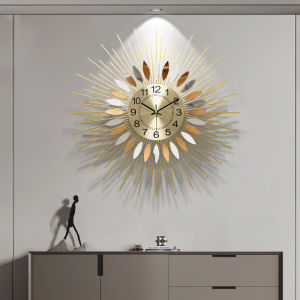 💥Dream Best🔥 American Style Light Luxury Large Wall Clock Living Room Mute Clock Wall Art Decoration 58*58cm