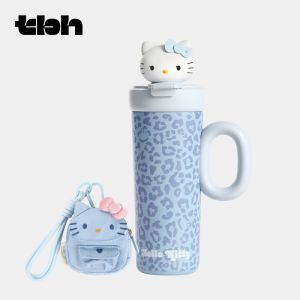 TBH Home Sun Kissed Color Changing Insulated Mug Portable Water Cup Drinking Cup Black Leather Home Living Cute Cartoon Design