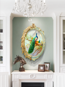 New Unique Photo Frame Entrance Painting Animal Peacock American Style Corridor Mural European Handmade Three-Dimensional Oil Painting