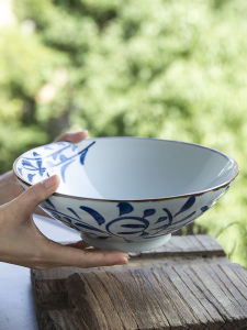 Japanese Style Ceramic Bowl Underglaze Color Dinnerware Large round Shape Noodle Eating Bowl Restaurant Use Home Use