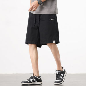 กางเกงขาสั้นทำงานผ้าฝ้ายแท้ทรงหลวมสบาย ๆ สำหรับผู้ชาย กางเกงขายาวทรงตรงบางๆ สไตล์อเมริกัน 5 แฉก ฤดูร้อน 2025 ใหม่