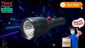Senter Tangan Selam Tesla 30w TLS-102s Senter Diving Nyelam Flash Light 30 Watt LED Super Terang Kedalaman 200 Meter Tahan 8 Jam Rechargeable Isi Ulang Recas Waterproof Tahan Air Snorkling Camping Lisensi USA Laz COD Mellius Store
