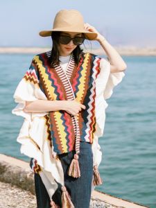2024 New Large Shawl Womens Outerwear Ethnic Style Travel Fashionable Personality Cowl Neck Wrap Multifunctional Scarf