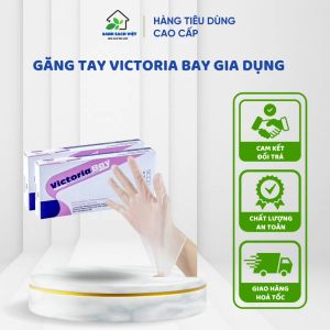 Hộp 100 găng tay cao su Victoria Bay dùng 1 lần tiện lợi siêu dai làm bếp dọn dẹp vệ sinh