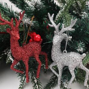 5Pcs Christmas Pendants Glitter Reindeer Hanging Ornaments Xmas Tree Glitter Elk Decorations DIY Home Party Festival Supplies