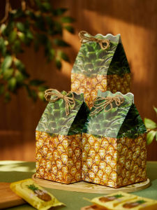 New Baking Pastry Pineapple Shortcake Packaging Box Biscuit Snowflake Shortcake Pineapple Dry Bread Cake Gift Box Small West Pastry Box