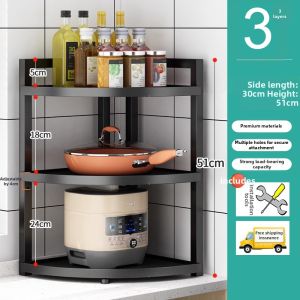 Corner Multi-level Floor Tripod Storage Shelf Stainless Steel