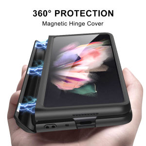 Magnetic Hinge Z Fold 3 4 5 6 7 Anti-Drop Case Standing Cover All-Round Protection Samsung Galaxy Z Fold5 Fold6 Fold7 Casing Anti-Scratch Durable Hard PC Phone Case Accessories