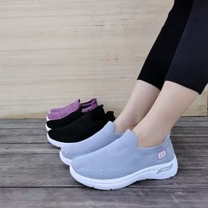 รองเท้าสุขภาพ รองเท้าสลิปออนผ้ายืด กระชับเท้า นุ่มสบาย ถนอมเท้า ลองเท้าลำลอง ใส่ออกกำกายได้ รองเท้าผ้าสวม พร้อมส่งจากไทย