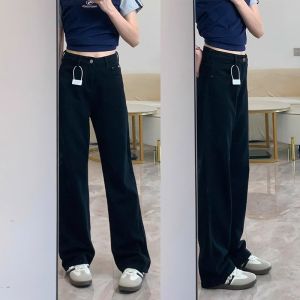 Womens Straight Leg Jeans High Waist Wide Leg Long Pants Spring Autumn Pear Shape Slimming Denim Shorts Casual Pure Color