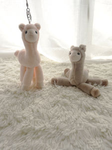Colorful Cartoon Alpaca Keychains Plush Toy Long Legged Grass Horse Doll Pull String Toy Bag Pendant Creative Gift